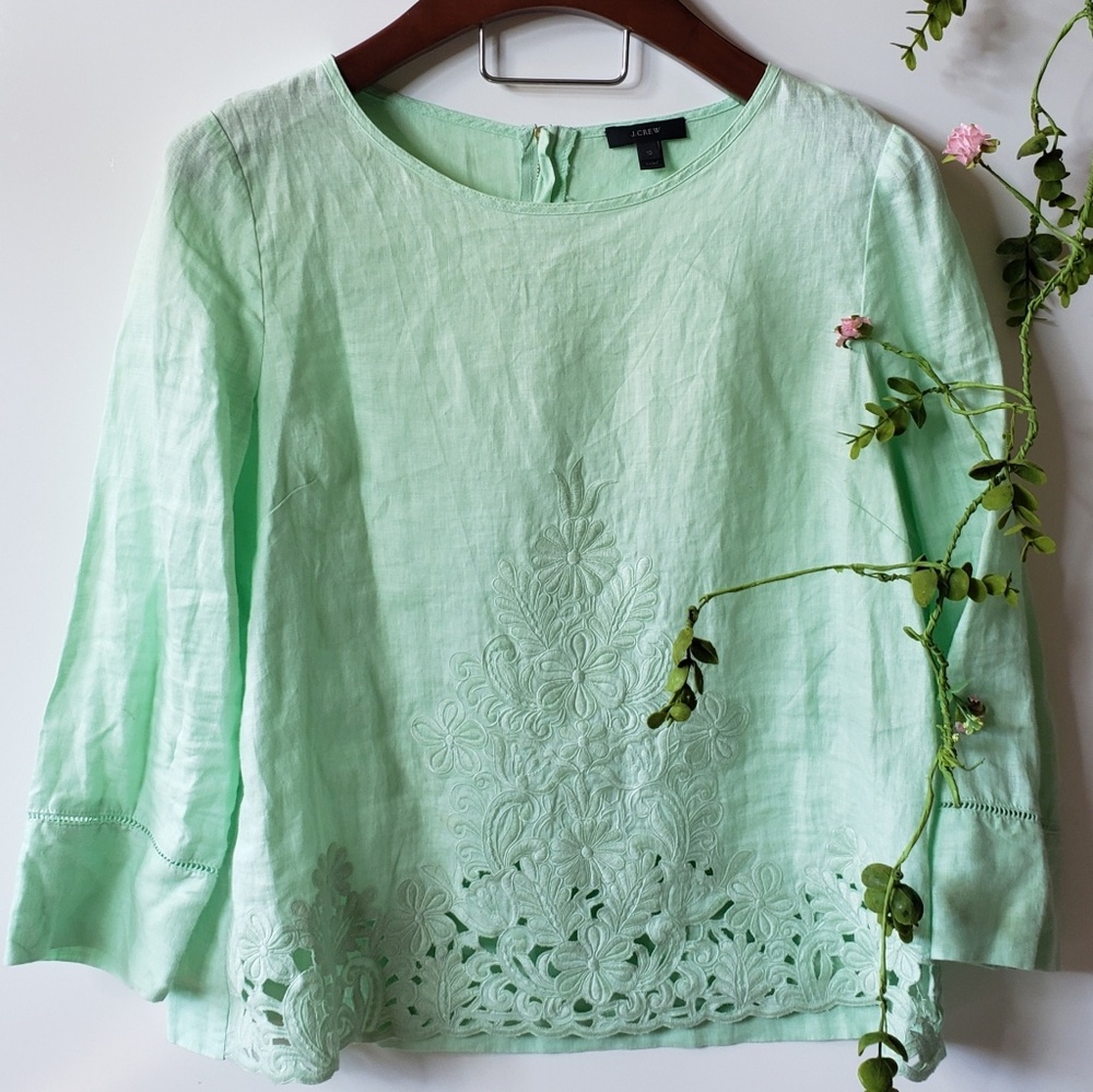 J. CREW 🌴Mint Green Crew Neck Top☘️Size - 10